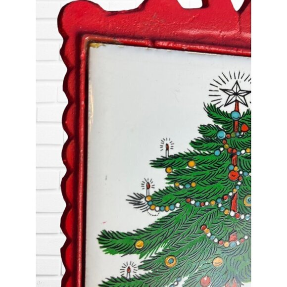 Vintage Retro Christmas Tree Trivet Tile Taiwan Xmas - Picture 2 of 5